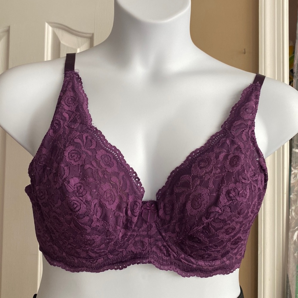 Purple lace no cup underwire Bra